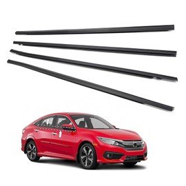 KAFKOF Window Molding Trim Seal for Honda Civic 2016-2021 Accessories, Outer Door Black Rubber Weather Stripping Belt, Replacement 72450-TEA-T01 (4PCS)