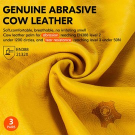 Vgo... 3 Pairs Gardening Gloves Cowhide Thornproof, Safety Leather Work Gloves Antiabrasive for Rigger Building Garden Warehouse(XXLarge-3pairs, Gold)