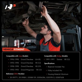 A-Premium Power Steering Pump, with Reservoir, Compatible with Jeep Grand Cherokee 1993-1998, Grand Wagoneer 1993 & Dodge Dakota 1991, 4.0L 5.2L 5.9L, Replace # 52088139, N73319111