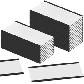 Fainne 30 Pcs C Channel Magnetic Label Holder 4 x 2 inches with White Card Inserts Clear Plastic Protectors Shelf Labels with Magnets Name Tags Magnetic Tool Labels for Metal Whiteboard Rack