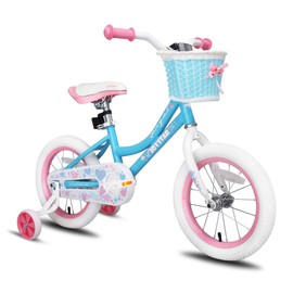 JOYSTAR 18 Inch Girls Bike for 5 6 7 8 9 Years Old Kids Bike for Ages 5-8 Years Girls with Training Wheels and Basket 18" Children Bikes Bicycle with Handbrake in Blue