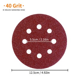 20 Pcs 125mm Sanding Discs, Viaky 8 Hole 40 Grits Hook and Loop Orbital Sander Discs for Polishing, Dustless Round Sanding Pads for Random Orbital Sander