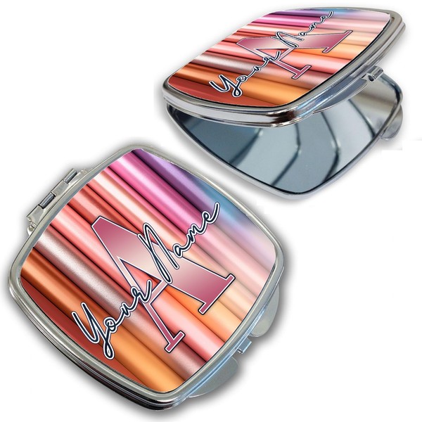 Bleu Reign Compact Personalized Pocket Mirror Custom Name Gradients Pattern