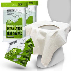XL Disposable Toilet Seat Covers by Mighty Clean｜100% Waterproof ｜Individually Wrapped, Extra Wide Covers for Adults and Kids｜40 Count