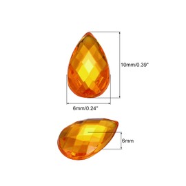 MECCANIXITY 50PCS Flat Back Acrylic Teardrop Gems 6x10mm Artificial Rhinestones for DIY Crafts Bead Wedding Party Face Painting Jewelry Making Yellow
