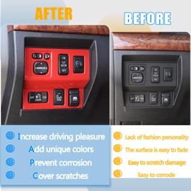 LLKUANG Car Headlight Switch Button Frame Control Panel Decoration Cover for Toyota Tundra 2014-2021Modification Accessories ABS Plastic