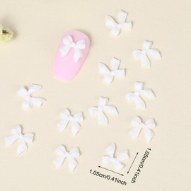 Mabor 100Pcs White Bow Nail Charms for Acrylic Nails Small Resin Cute 3D Bowknot Charms for DIY Art Design Decoration Accessories for Women Girls