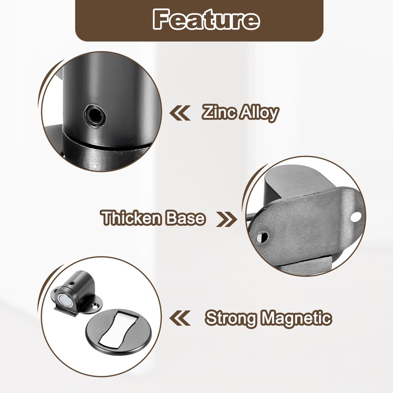 QUARKZMAN Magnetischer Türstopper, leiser magnetischer Bodentürstopper, verstellbarer Bodentürfang mit Klebeband