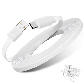 50FT Type C Extension Cable for CCTV Security Camera,Ring Pan-Tilt Indoor Cam (2024 Release),Roku New Camera 2024,Petcube Cam Indoor,Tapo TP-Link 2K C120,Flat USB C Extension Charging Cord