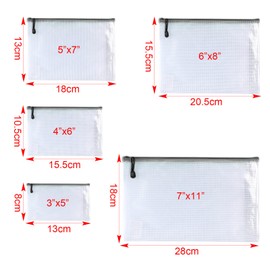 Oaimyy-20 Pcs-Mesh Zipper Pouch Document Folders Bag Zipper Zip File Folders,Puzzle Bags for Organizing Storage (Black, 5"x 7")