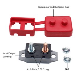 2pcs DC 12V - 24V Automatic Reset Circuit Breaker, 30 Amp Automatic Reset Circuit Breakers with Cover Stud for Bolt Automotive and More.