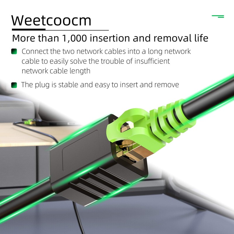 Weetcoocm Ethernet Extension Cable 1.5ft, Network Cat6a Extension Patch Cable