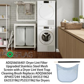 POSFLAG ADQ56656401 Dryer Lint Screen Filter Replacement with Dryer Cleaner Vent Lint Brush Replaces ADQ566564 AP4457244 1462822 AH3531962 EA3531962 PS3531962 ADQ56656401 EAP3531962 ADQ56656401
