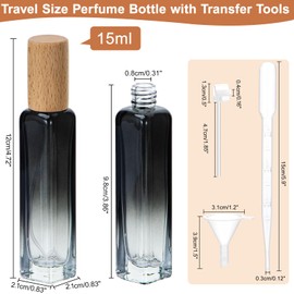 15ML Perfume Travel Refillable Spray Bottles 4pcs Set, Mini Glass Perfume Bottles Empty, Portable Cologne Atomizer Sprayer Travel Size Containers Refill Bottles Kit with Wooden Lid for Toiletries