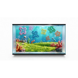 Aquarium Background & Fish Tank Background Stickers – Cartoon Style, Self-Adhesive, Easy to Install–Vibrant Underwater Aquarium Decorations, Aquatic Plant Pattern, 35.4 x 17.7 inches / 90 x 45 cm