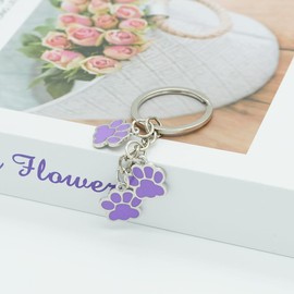 Moydolo 2PCS Cat Paw Keychain Pendant Metal Animal Dog Claw Key Chain Keyring Charm Gift for Women Girls Backpack Purse