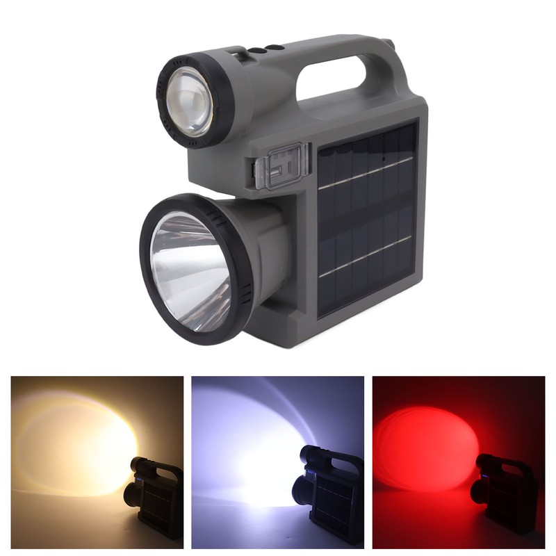 Solar Flashlight Handheld LED Spot Light Flashlight with Dual Side