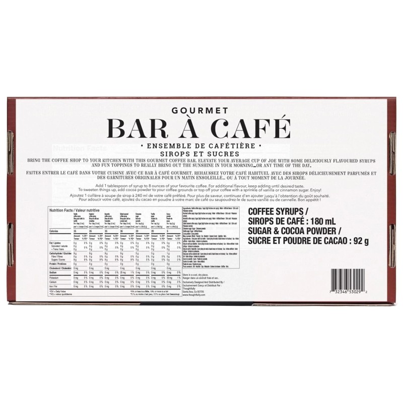 Thoughtfully Gourmet, Coffee Bar Gift Set, Includes 4 Delicious Syrups,