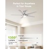 DAMINY 52 inch Nickel Ceiling Fans with Lights,5 Blades,6CCT, Low