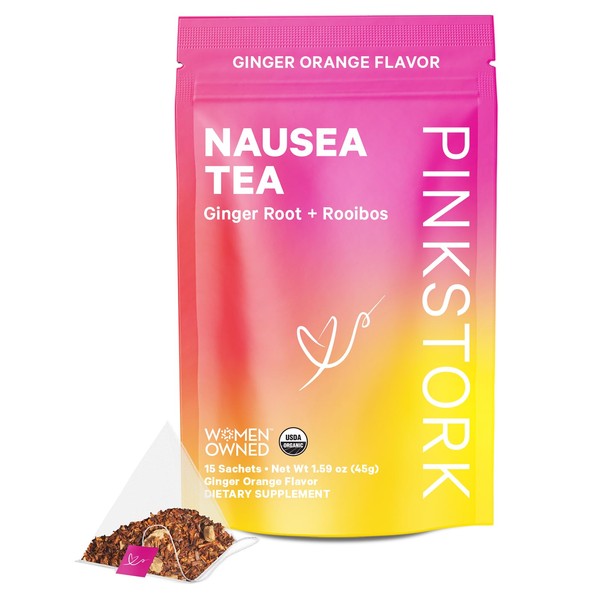 Pink Stork Tea: Organic Ginger Orange Pregnancy Tea - Occasional Morning Sickness Support - Pregnancy Must Haves - Digestive Support for Pregnant Women - Women-Owned, 30 Cups