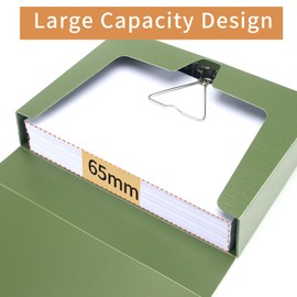 HUA JIE 2 Pack A4 Storage File Boxes Archives Case,65mm Spine,Box File Document Storage Box with Metal Clip for Office School -Green