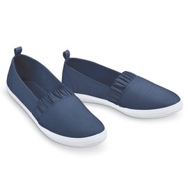 Collections Etc Easy-On Stretch Inset Padded Insoles Sneakers Navy