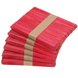 WISYOK 240 Pcs Red Popsicle Sticks for Crafts, 4.5 Inch Christmas Wooden Craft Sticks, Ice Cream Sticks, Christmas Valentines Day Crafts, Great for DIY Creative Designs and Children Education