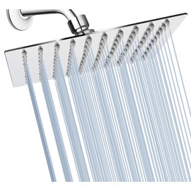 GGStudy Square 8 Inch Square Stainless Steel Shower Head - Rain Style Shower Head Chrome