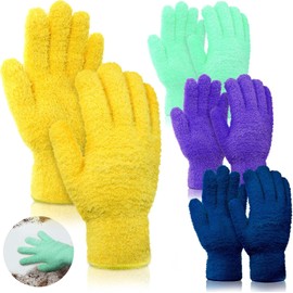 Patelai 4 Pares de Guantes de Microfibra para Quitar el Polvo de Plantas Guantes Limpieza Reutilizables para Limpiar el Polvo de Hojas, para Limpiar Plantas, Casa y Persianas del Coche