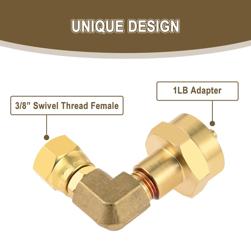 Mgoodoo 1LB Propane Burner Elbow Adapter, 3/8 Inch Brass Swivel