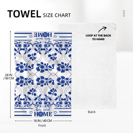 Blue Kitchen Towels Decorative Set of 2, Absorbent Boho Floral Dish Towels for Kitchen Drying Cleaning, Cute Tea Towels Hand Towels for Kitchen Bar Bathroom Decor,Housewarming Gifts for Women