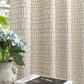 Tan Brown Patterned Curtains 90 Inch Length for Dining Room Living 2 Panels Set Grommet 3D Jacquard Embossed Embroidered Silky Textured Aesthetic Curtains for Bedroom Rustic Cabin Chic Decor 90 Long