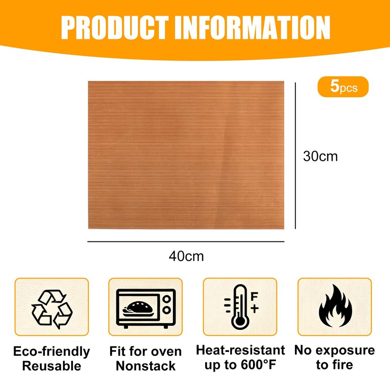 ZenithQuest Teflon Sheets for Heat Press, 5PCS Reusable Heat Resistant