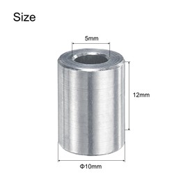 uxcell 20pcs Aluminum Spacer 5mm Bore x 10mm OD x 12mm Length Screw Standoff Bushing Plain Finish Round Metal Spacer for M5 Screws Bolts and Rods