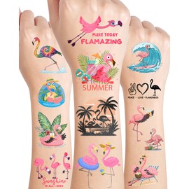 168 Pieces Cute Flamingo Temporary Tattoos Stickers,20 Sheets Summer Flamingo Themed Tattoos Stickers Party Decoration Supplies Party favors for Kids Adults