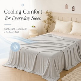 ECOCOTT Cooling Comforter for Hot Sleepers King Size, Q-Max 0.45 Lightweight Breathable Cooling Blanket for Night Sweats, Soft Double-Sided Summer Bedding Comforter, Grey 108"x90"