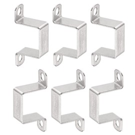 DTGN 32mm x 37mm (Inside Height x Inner Width) 6 Pcs U-Shaped Post Connector Brackets for Fixing Household Pipes 304 Stainless Steel Door Closing Bar Holder