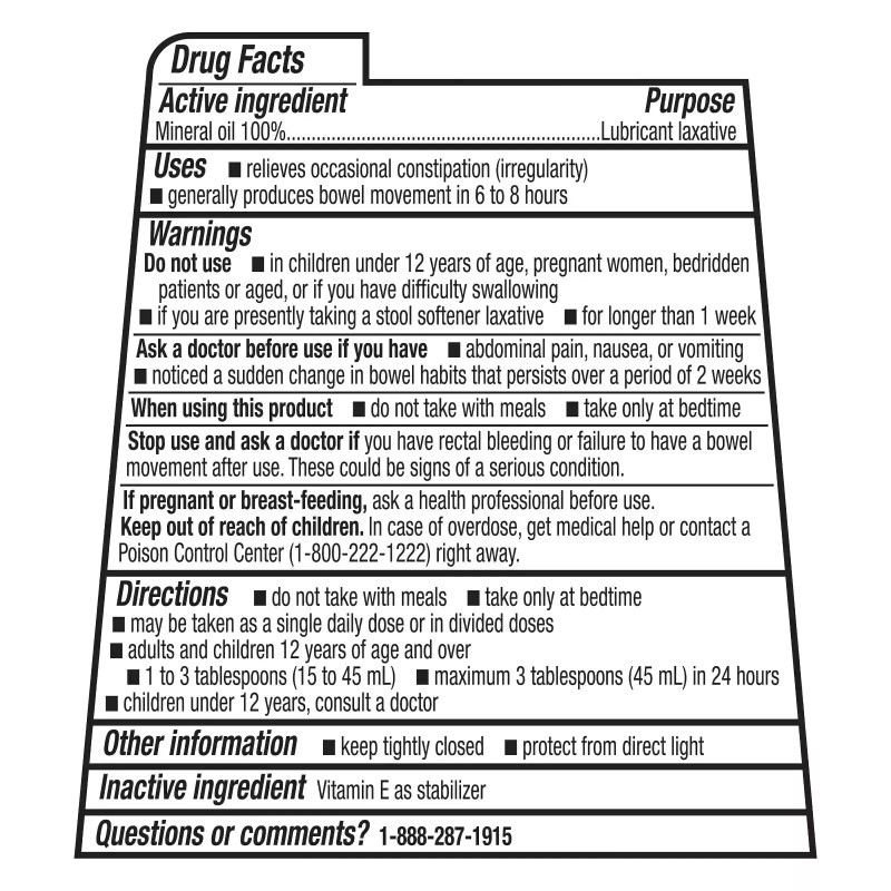 Equate Mineral Oil Lubricant Laxative Liquid for Constipation, 16 fl