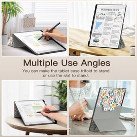 MoKo Stand Case for Remarkable Paper Pro 2024 11.8" - Premium Leather Trifold Stand Cover with Pen Holder, Auto Sleep/Wake for Remarkable Pro 11.8", Flowers