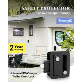 TrampgiK Hard-core Metal Camper Door Lock, Replacement RV Door Handle, Fit 3.65" x 2.95" Lock Hole, Fit for RV Camper,Travel Trailer Entrance Front Door, 1 Lock+6 Key Aliked