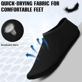 KATKLIU Water Socks – Non-Slip Diving Sock with Grippy Sole – Lightweight Quick Dry Swimming Socks for Men Women – Beach & Surfing Gear for Pool, Yoga, Indoor & Outdoor Sport-Black-36-37