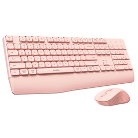 seenda Bluetooth Keyboard and Mouse, COE200 USB + Bluetooth Multi Device, Ergonomic Keyboard Mouse Set, Full-Size Wireless Combo Compatible for Mac OS/Windows PCs Computers Laptops MacBooks - Pink