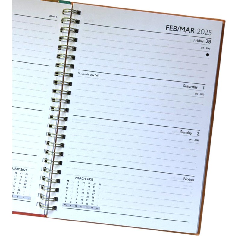 2025 A5 Spiral Bound Week To View Diary WTV Planner