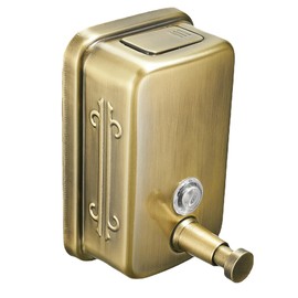 Wall Mounted Soap Dispenser for Bathroom Commercial Wall Liquid Dispenser Stainless Steel Hand Sanitizer Dispenser for Kitchen Garage Office Hotels Restaurants or Home Use 500ml (Brush Gold)