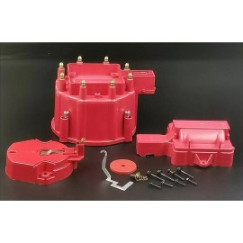 Unbranded Chevy GM Red HEI Large Distributor Cap Rotor Kit SBC BBC 350 454 With 65K Coil