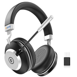 Wantek Wireless Headset with Mic - USB & Bluetooth AI Noise Cancelling Mute Button 50-Hour Battery Life Working Time On-Ear Headset Adjustable Microphone for Home/Office/Car