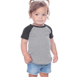 Kavio! Infants Jersey Contrast Raglan Short Sleeves Dark H.Gray/Black 12M