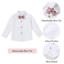 WESIDOM Toddler Boy Clothes Suit Formal Dress Shirt+Bowtie+Vest+Boutonniere+Suspender Pants Boys Gentleman Outfits Set Pink