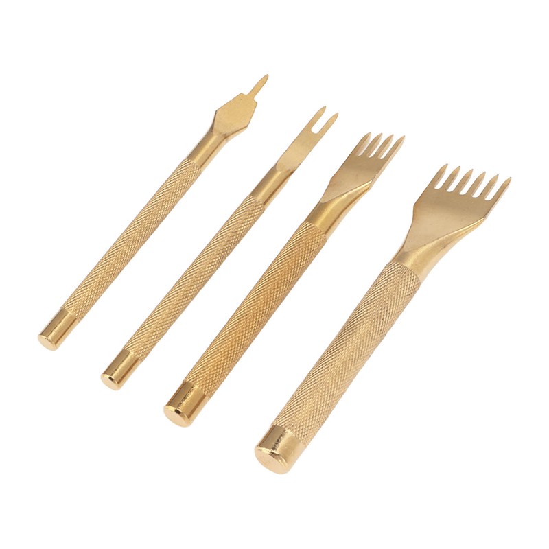 4Pcs Leather Prong Punch Rhombus 4mm Stainless Steel Nonslip Handle