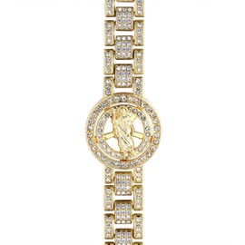 Halukakah 18k Real Gold/Platinum White Gold Plated Bracelet for Men - 362 Pieces Exquisite Diamonds, Cross/Dollar/Virgin Mary Pendant, Rotatable, Small Things Fidget - Hip Hop Punk Accessory